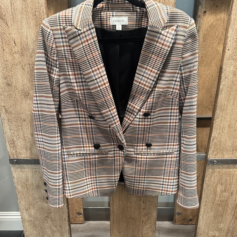 Evereve Plaid Thompson Blazer - Brown and Black